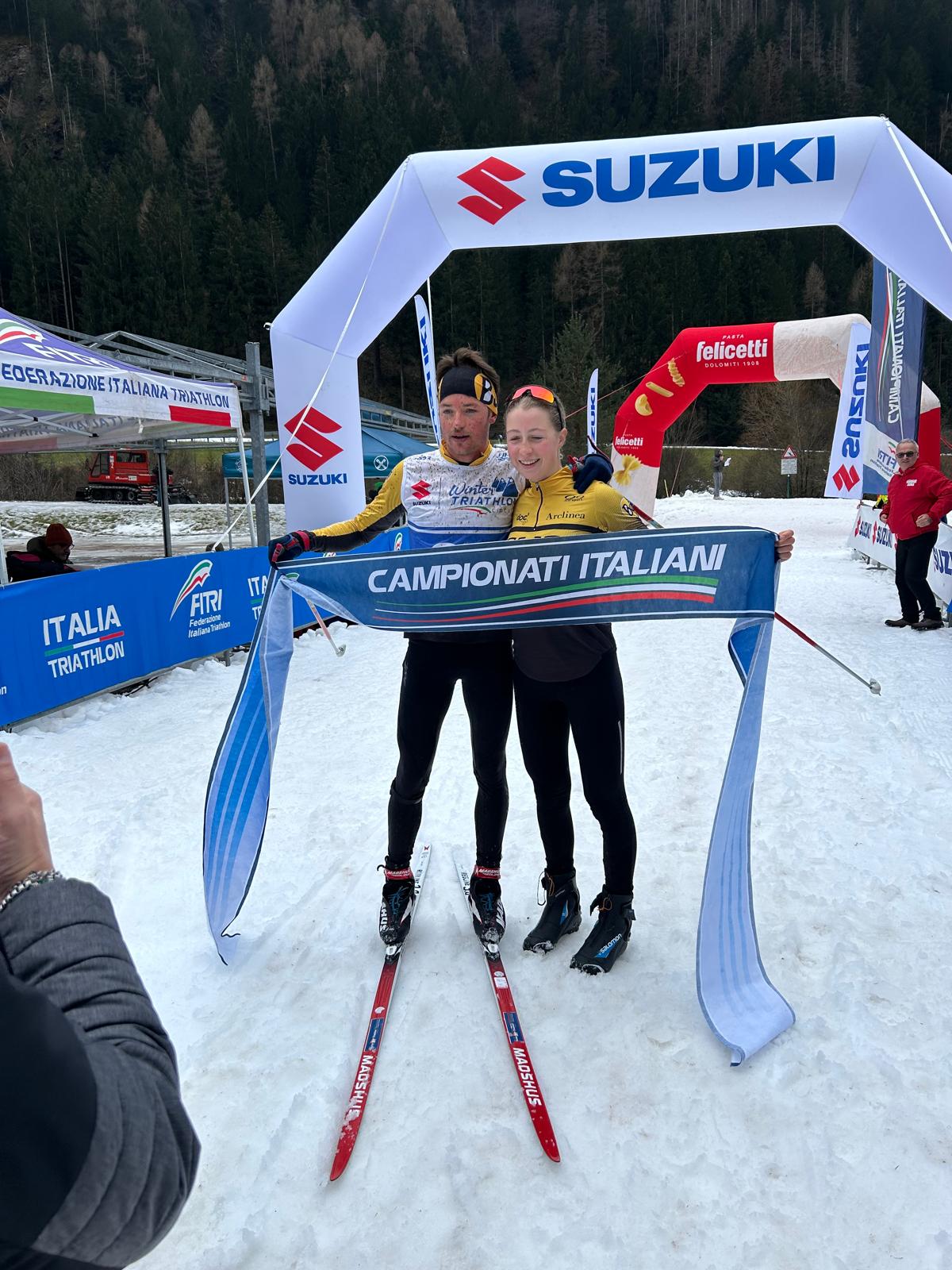 Pesavento e Sabbia campioni italiani di Winter Triathlon a squadre – Predazzo 1-2-2025